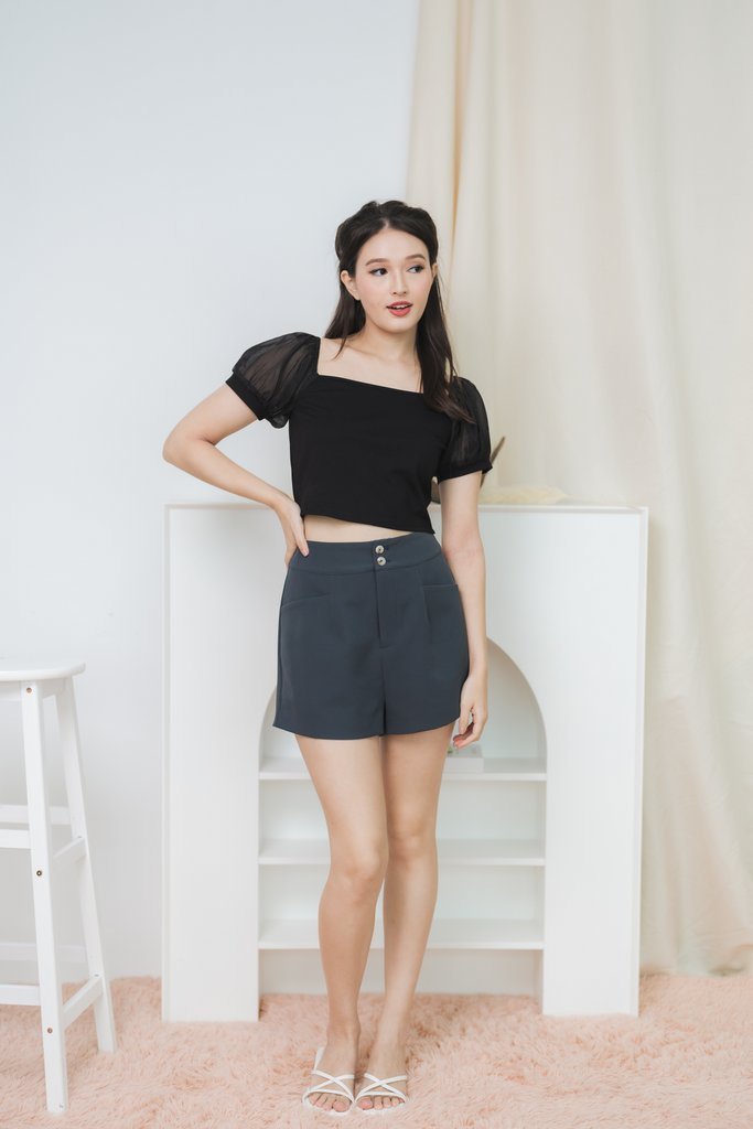 Aida Organza Sleeve Top in Black (XS)