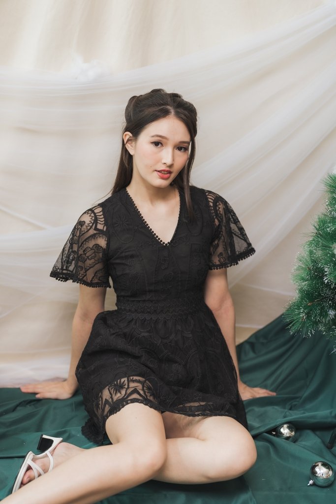 Ember Embroidery Mesh Dress Romper in Black (XS)