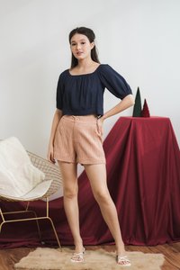 Reine Textured Cropped Top in Navy (XS)