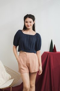 Reine Textured Cropped Top in Navy (XS)