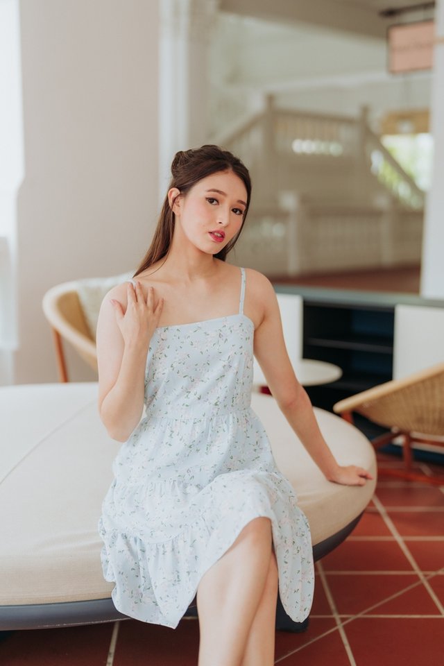 Nelly Tiered Camisole Dress in Blue 