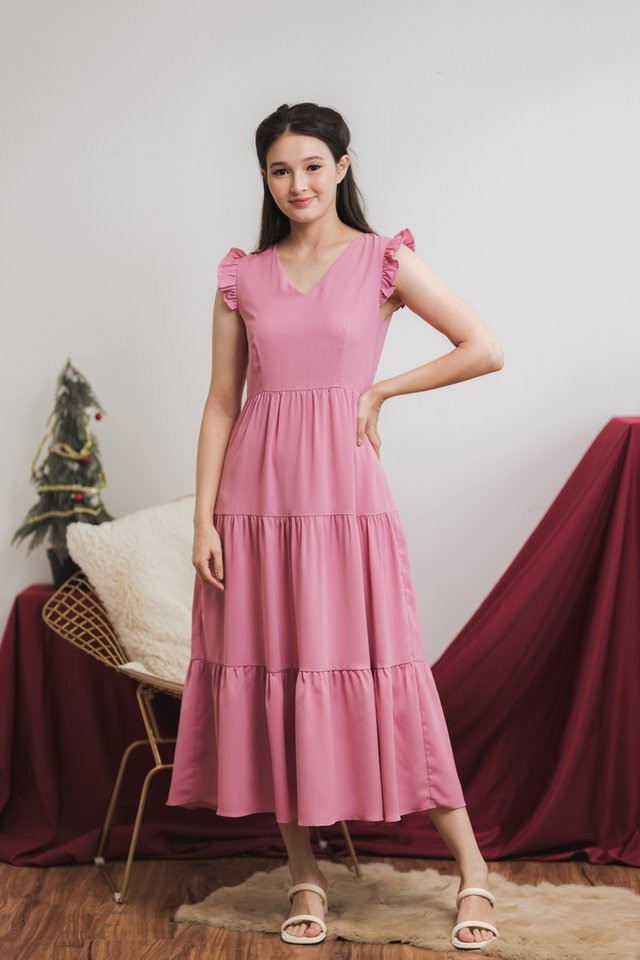 Amya Tiered Maxi Dress in Pink