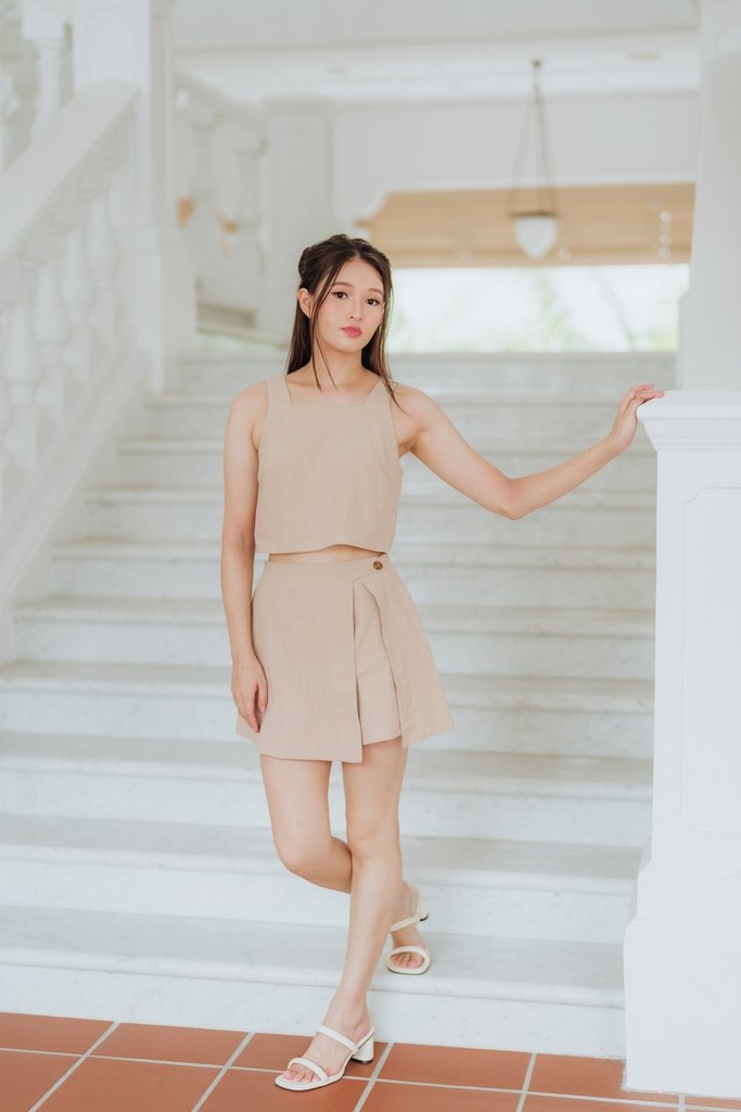 Lune Linen Top in Sand