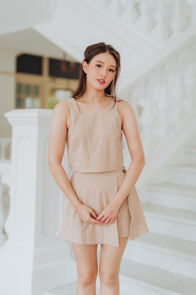 Lune Linen Top in Sand