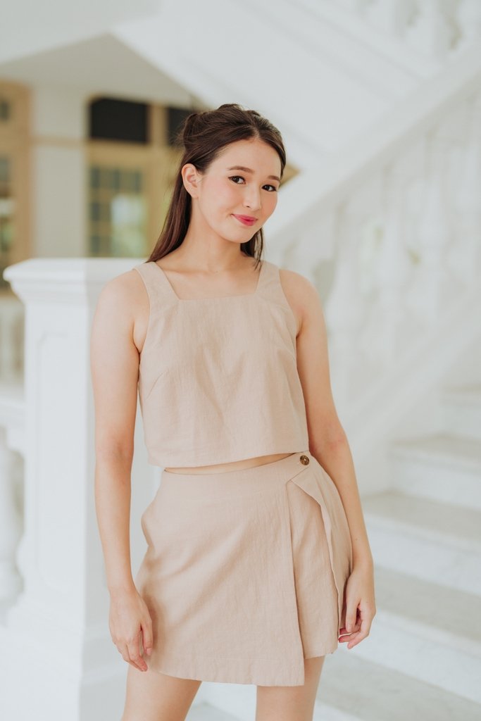 Lune Linen Top in Sand