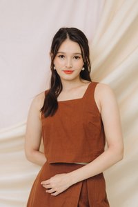 Lune Linen Top in Brown
