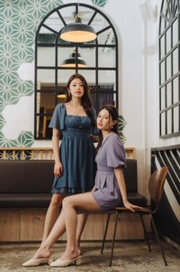Cleona Latice Eyelet Romper in Lavender (XS)