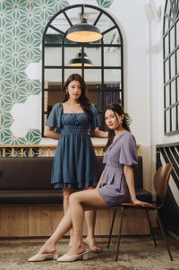 Cleona Latice Eyelet Romper in Lavender (XS)