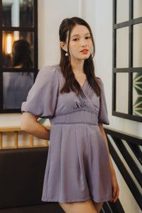 Cleona Latice Eyelet Romper in Lavender (XS)