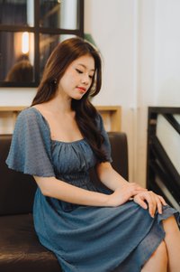 Harper Swiss Dots Dress in Teal (XS)