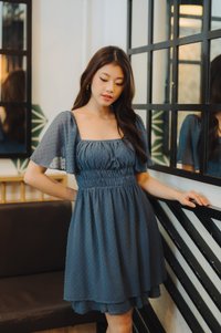 Harper Swiss Dots Dress in Teal (XS)