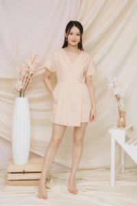 Shirley Kimono Romper in Light Peach (XS)