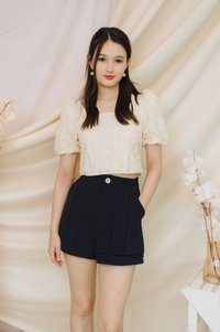 Charlotte Lattice High Waisted Short in Dark Navy (XS)