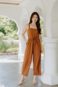 Lauder Drawstring Jumpsuit in Camel Brown (XL)