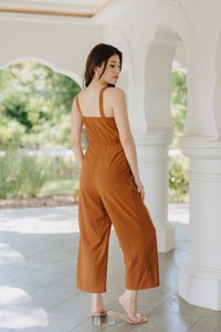 Lauder Drawstring Jumpsuit in Camel Brown (XL)