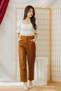 Della High Waisted Pants in Brown (XS)