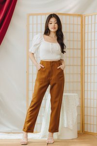 Della High Waisted Pants in Brown (XS)