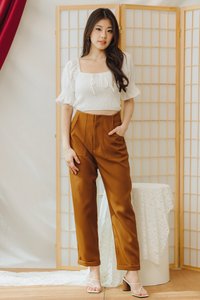 Della High Waisted Pants in Brown (XS)