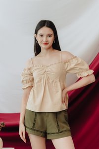 Kacey Cold Shoulder Top in Sand (XS)