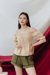 Kacey Cold Shoulder Top in Sand (XS)
