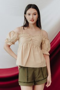 Kacey Cold Shoulder Top in Sand (XS)