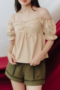 Kacey Cold Shoulder Top in Sand (XS)