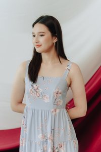 Grace Floral Tiered Maxi Dress in Blue (M)