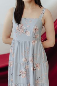 Grace Floral Tiered Maxi Dress in Blue (M)