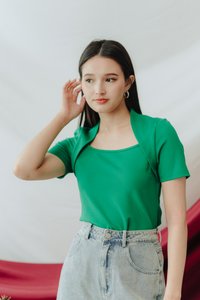 Macey Layered Cotton Top in Kelly Green