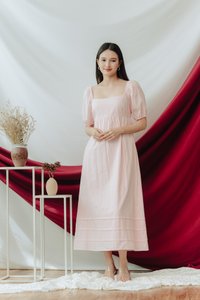 Blakely Broderie Maxi Dress in Light Pink (XS)