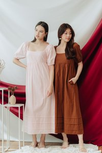 Blakely Broderie Maxi Dress in Light Pink (XS)