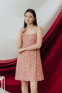 Ellie Lace Camisole Dress in Rose Pink (L)