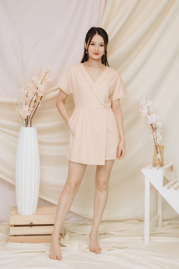 Shirley Kimono Romper in Light Peach (XS)