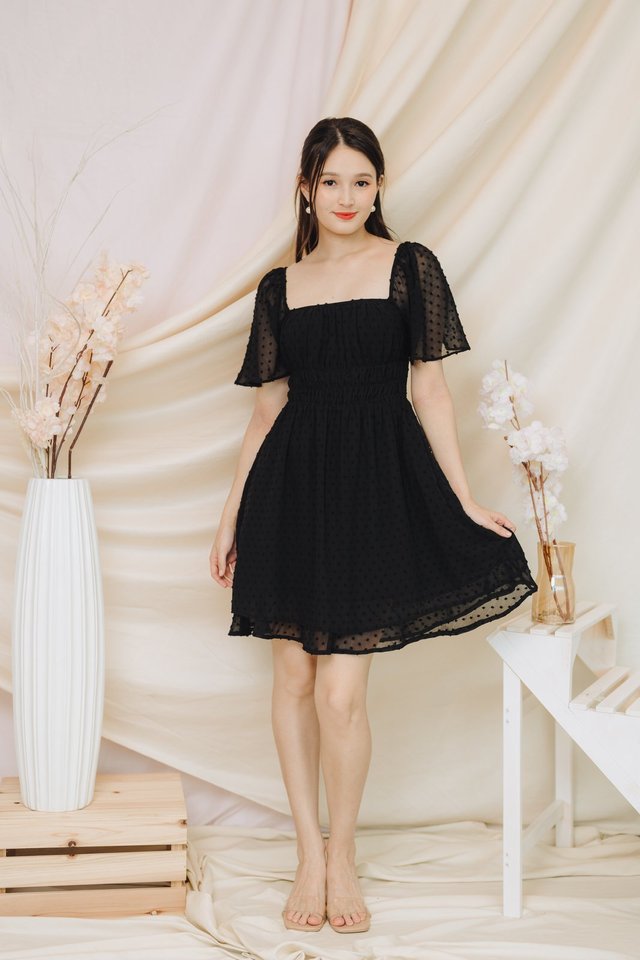Harper Swiss Dots Dress in Black (XS)