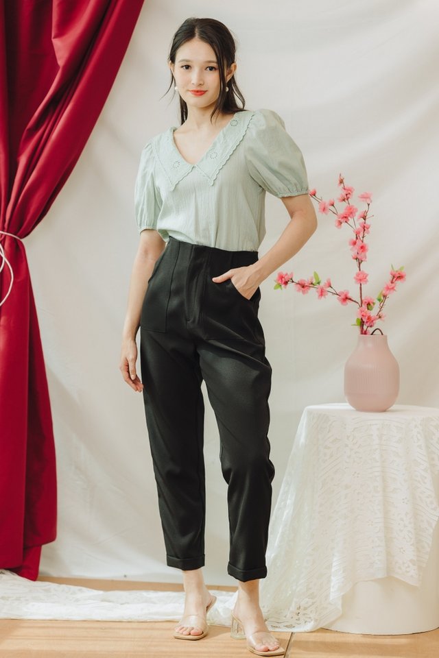 Della High Waisted Pants in Black