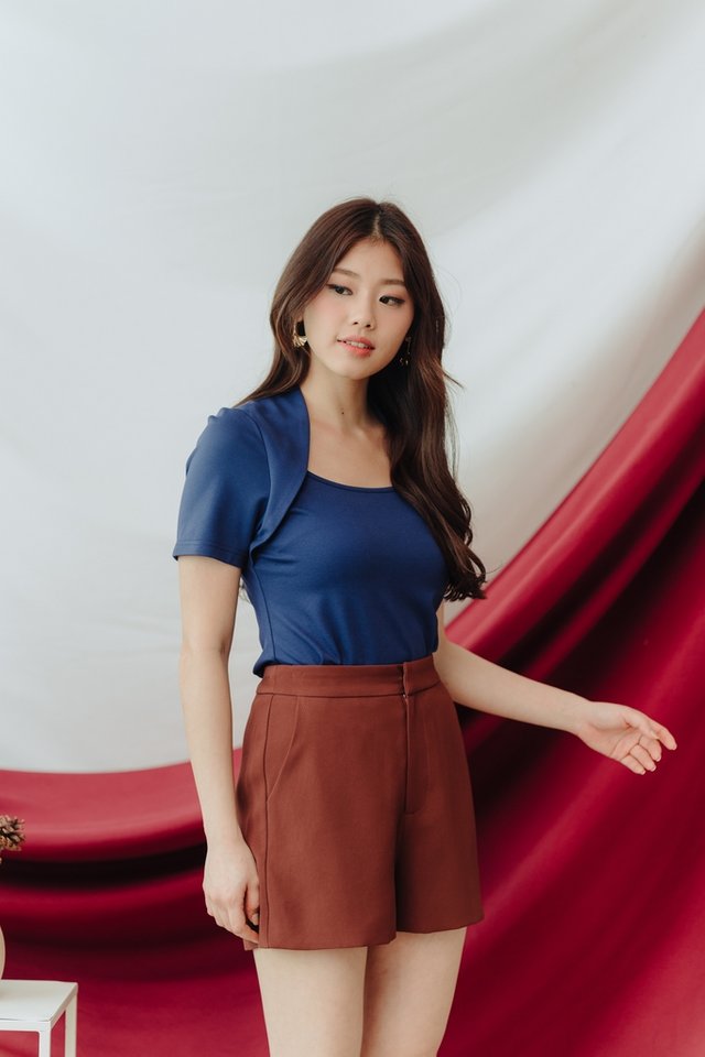 Macey Layered Cotton Top in Blue