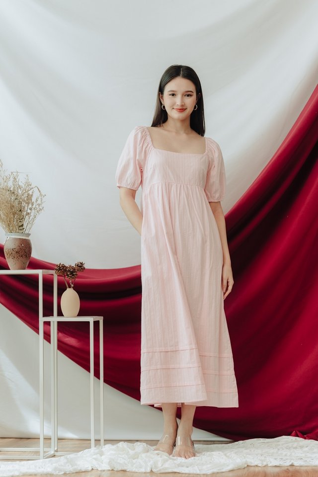 Blakely Broderie Maxi Dress in Light Pink