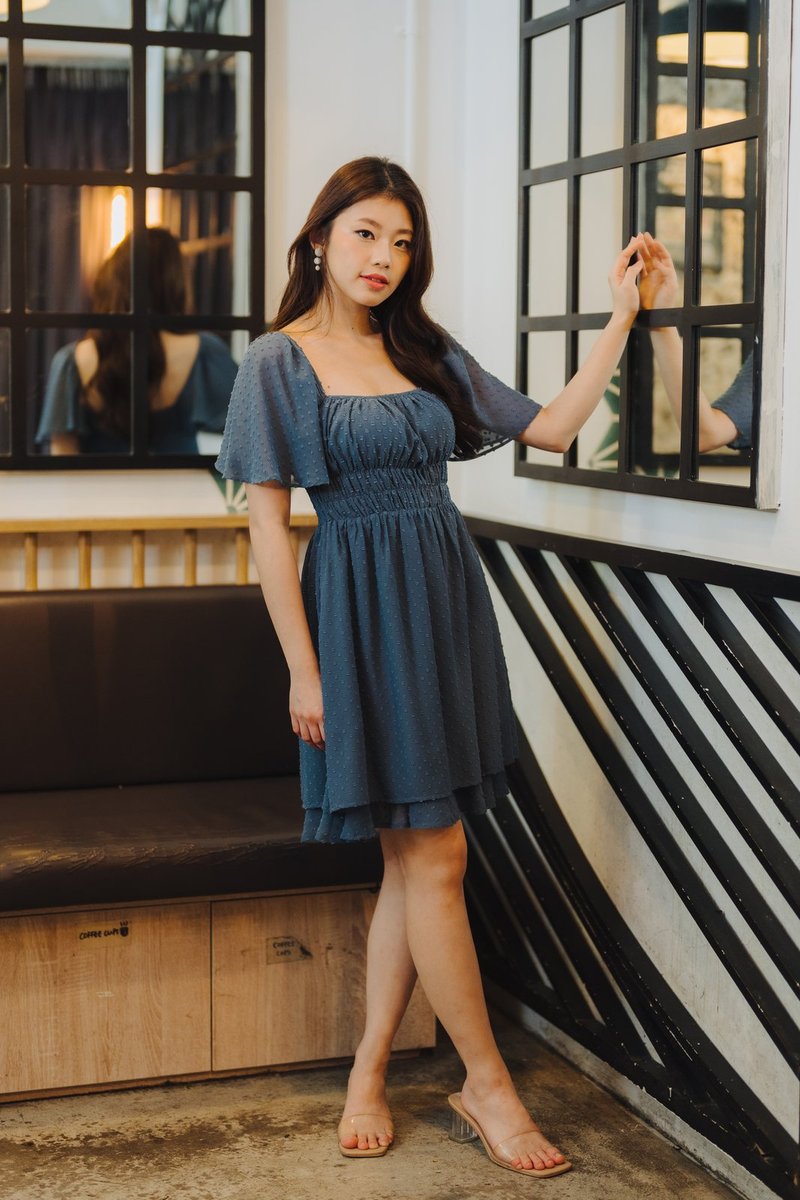 Harper Swiss Dots Dress in Teal (XS)
