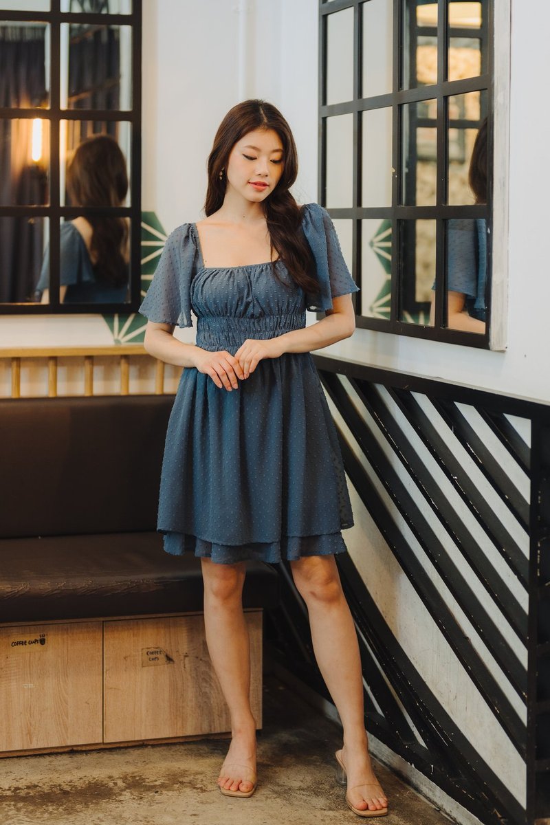 Harper Swiss Dots Dress in Teal (XS)