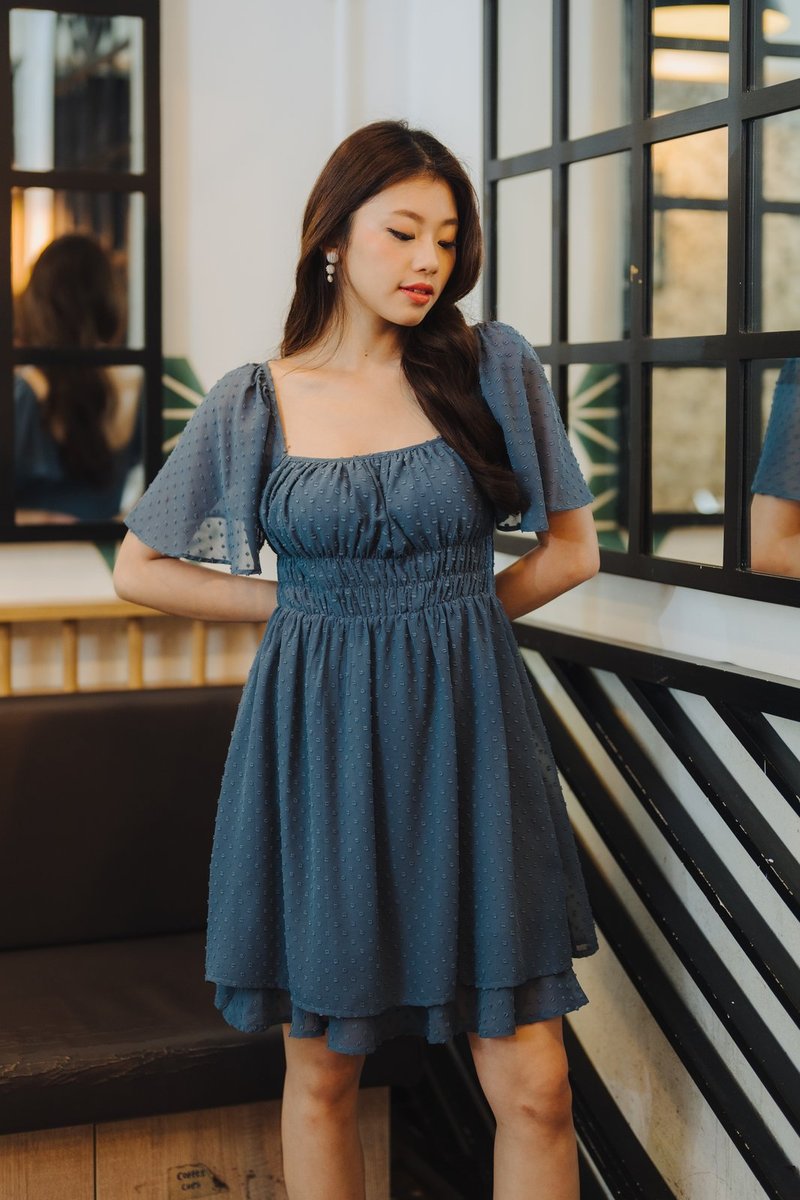 Harper Swiss Dots Dress in Teal (XS)