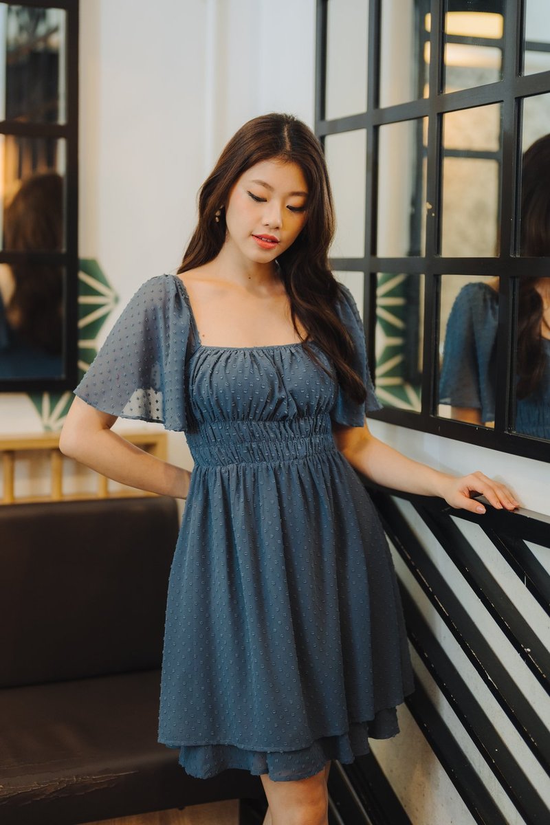 Harper Swiss Dots Dress in Teal (XS)