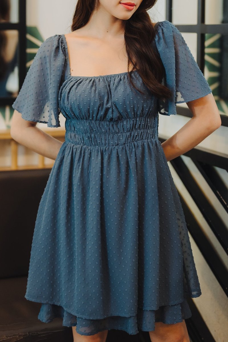 Harper Swiss Dots Dress in Teal (XS)