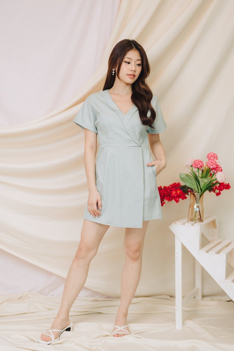 Shirley Kimono Romper in Sage (XS)