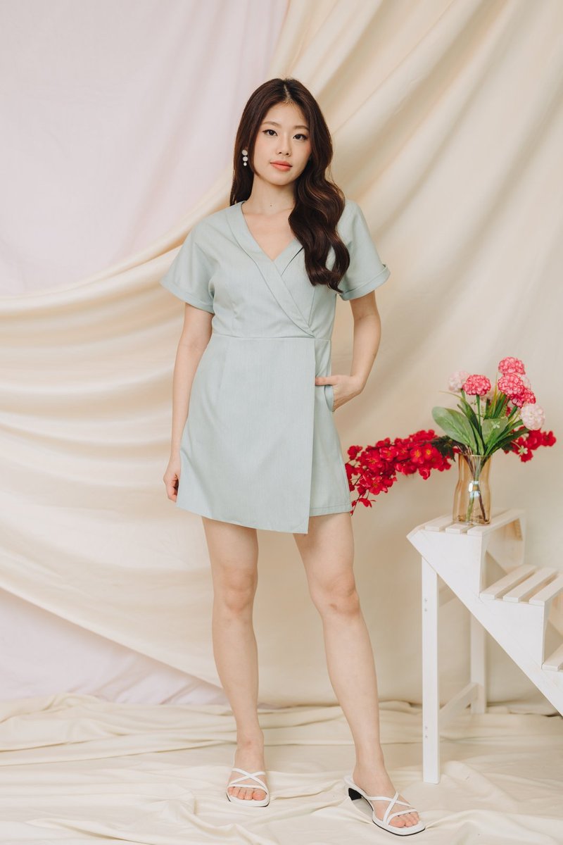 Shirley Kimono Romper in Sage (XS)