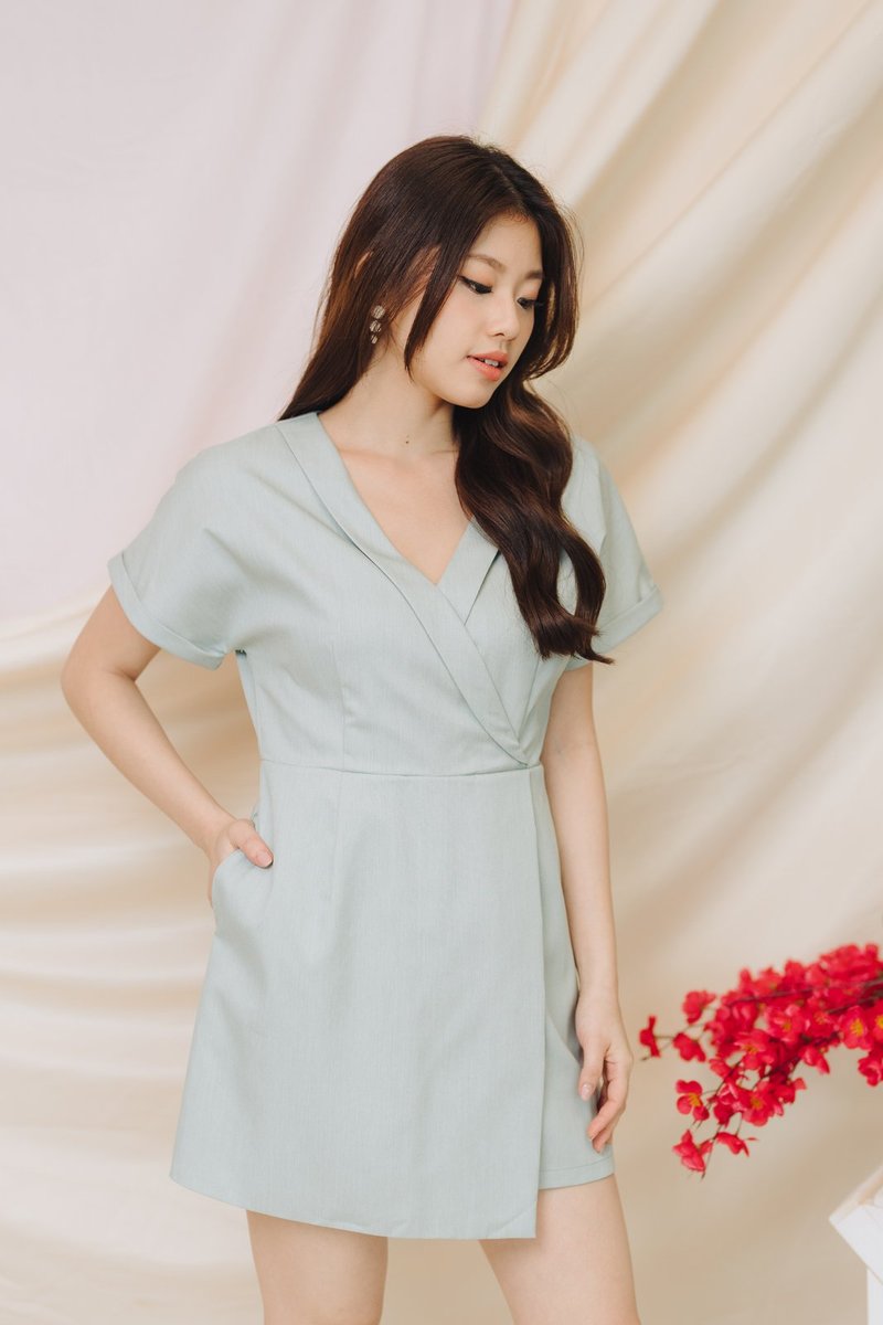 Shirley Kimono Romper in Sage (XS)