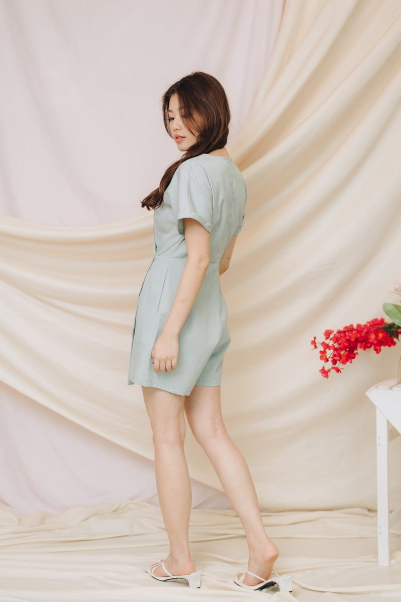 Shirley Kimono Romper in Sage (XS)