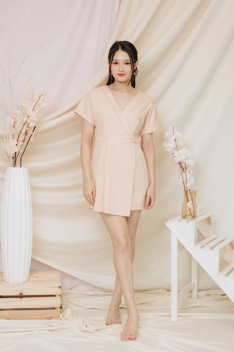 Shirley Kimono Romper in Light Peach (XS)