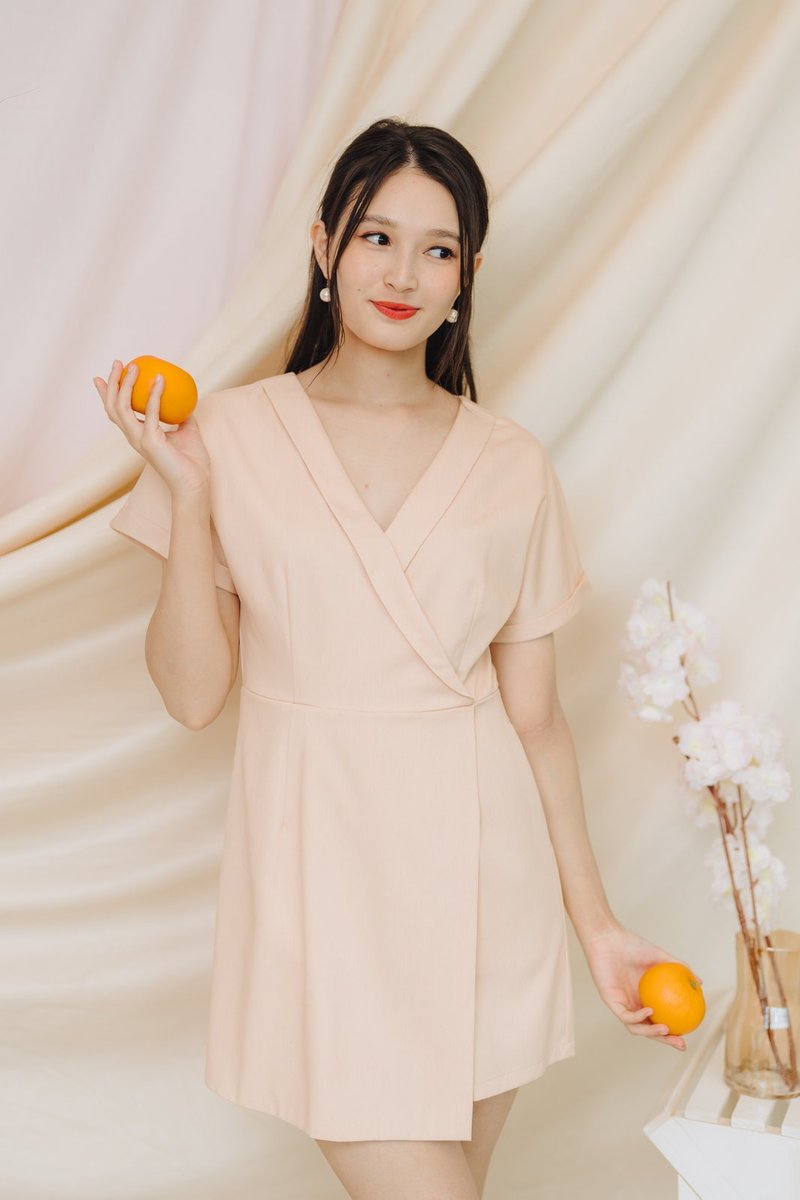 Shirley Kimono Romper in Light Peach (XS)