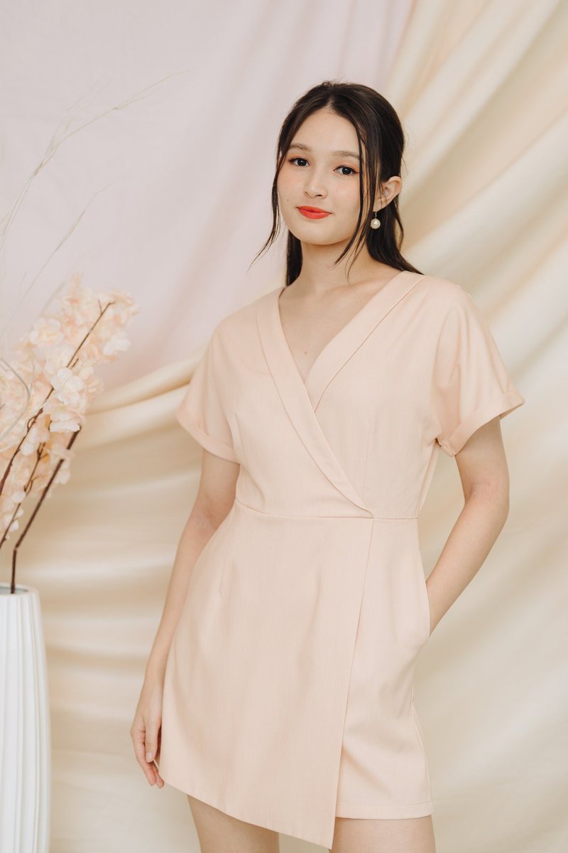 Shirley Kimono Romper in Light Peach (XS)