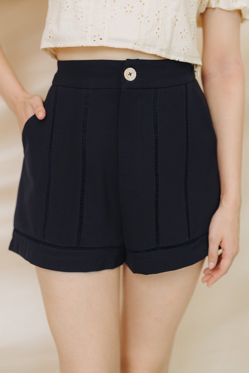 Charlotte Lattice High Waisted Short in Dark Navy (XS)
